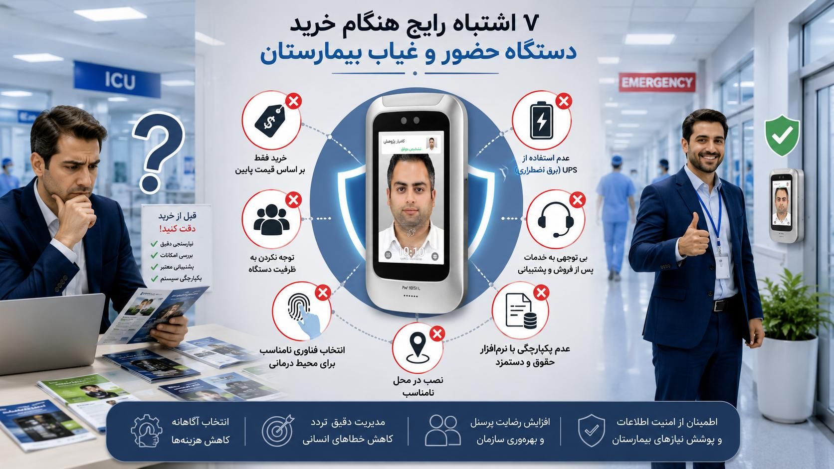 اشتباهات رایج بیمارستان‌ها هنگام خرید دستگاه حضور و غیاب